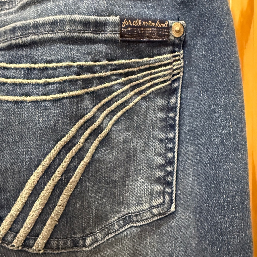 7 For All Mankind Dark Blue Flare Jeans - Picture 3 of 4
